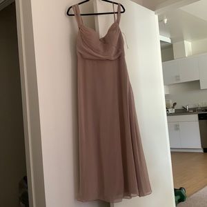 A plus size (size 2XL), mauve Birdy Grey bridesmaids dress.